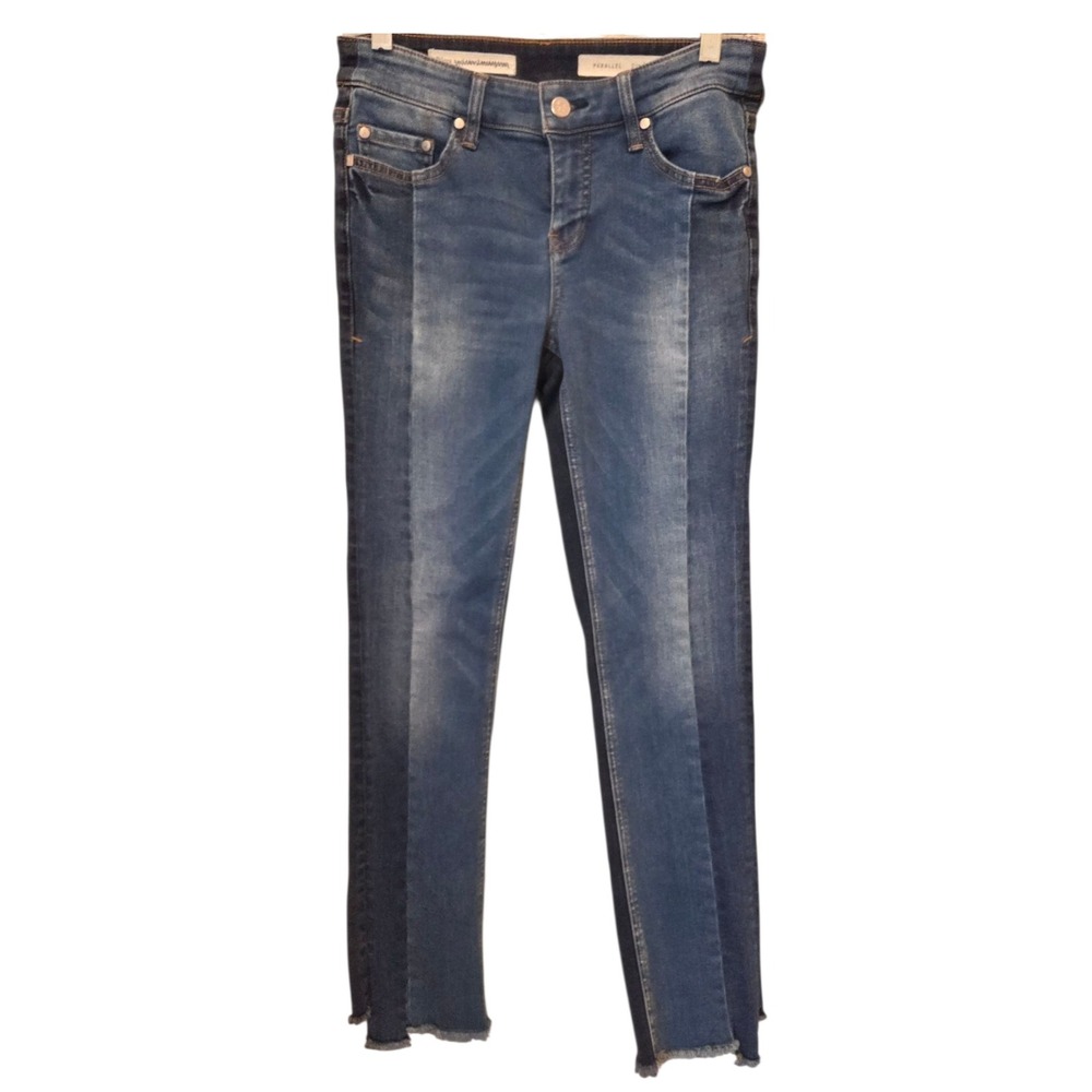 Pilcro Parallel Jeans Size 26 Two-Tone Patchwork Skinny Raw Hem Anthropologie